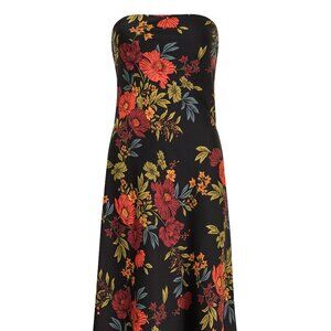 12th Tribe Natalia Black Floral Strapless Maxi Dress Size XL